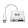 Tripp Lite series USB-C to HDMI Adapter (M/F) - 4K 60 Hz, 60W PD Charging, HDCP 2.2, White