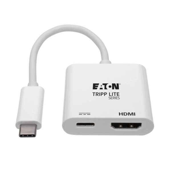 Tripp Lite series USB-C to HDMI Adapter (M/F) - 4K 60 Hz, 60W PD Charging, HDCP 2.2, White