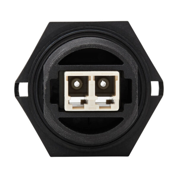 Tripp Lite series Rigid Industrial IP68 Duplex Multimode Fiber Coupler (LC/LC) with Dust Cap, 10G Ethernet, TAA