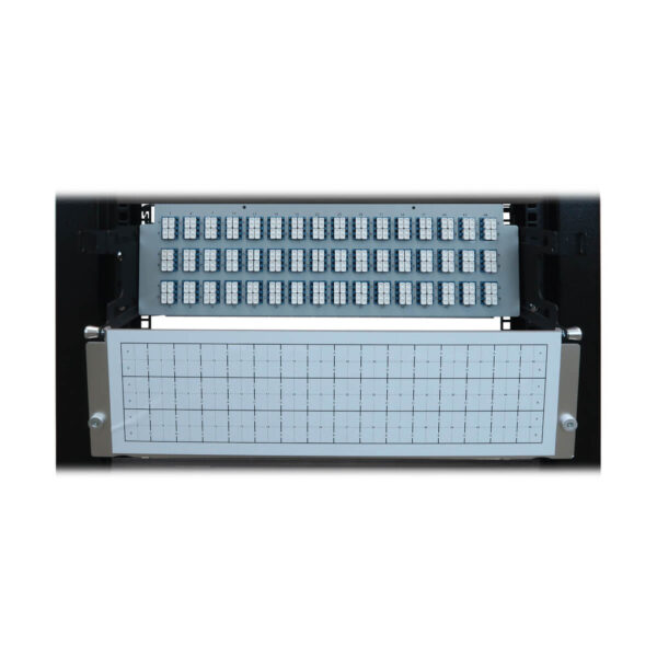 Tripp Lite series Preloaded Fiber Patch Panel, 3U - 48x (12F MTP/MPO-APC to 4x LC Duplex F/F) 8F Trunk Cables, OS2 Singlemode, 5 m (16.4 ft.)