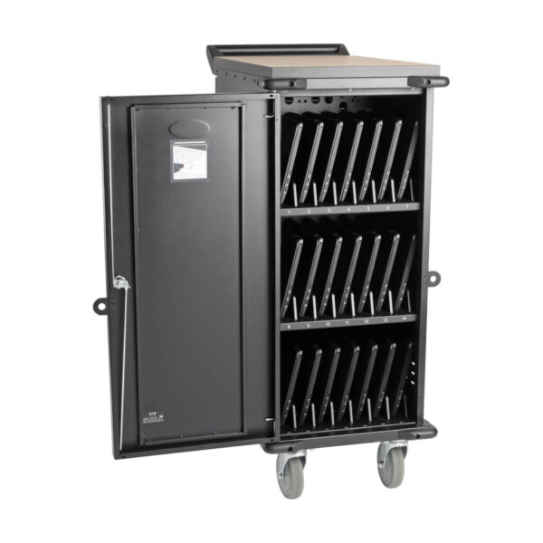 cf16352d79c814a59a9b50d7dc0b10b3 Tripp Lite series 21-Device AC Charging Cart for Laptops and Chromebooks - 120V, NEMA 5-15P, 10 ft. (3.05 m) Cord, Black