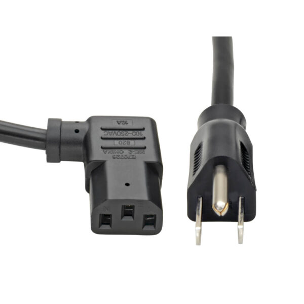 Tripp Lite series Computer Power Cord, NEMA 5-15P to Right-Angle C13 - 10A, 125V, 18 AWG, 6 ft. (1.83 m), Black