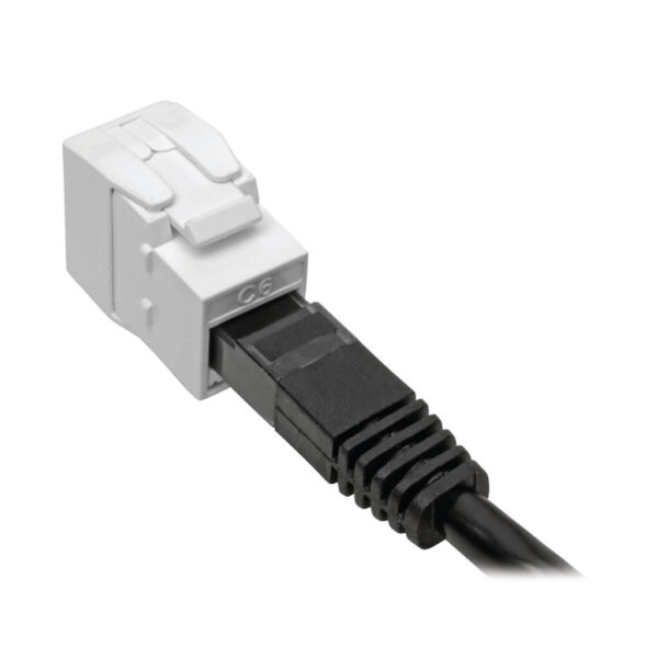 Tripp Lite series Keystone Jack Cat6/Cat5e, RJ45, Shuttered, Dust Cap - Toolless, PoE/PoE+ Compliant, White, TAA - N238-001-GY-TF