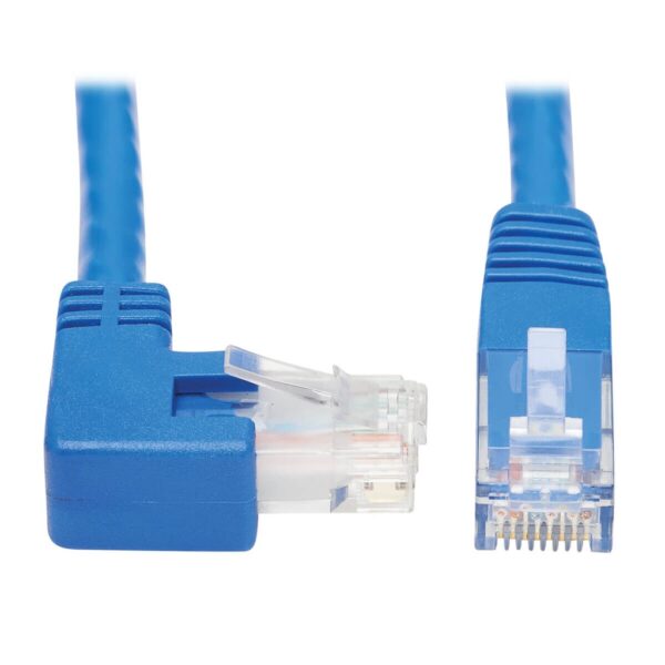 cfe959fbb505b2bb64481552a45a2221 Tripp Lite series Right-Angle Cat6 Gigabit Molded UTP Ethernet Cable (RJ45 Right-Angle M to RJ45 M), Blue, 15 ft. (4.57 m)