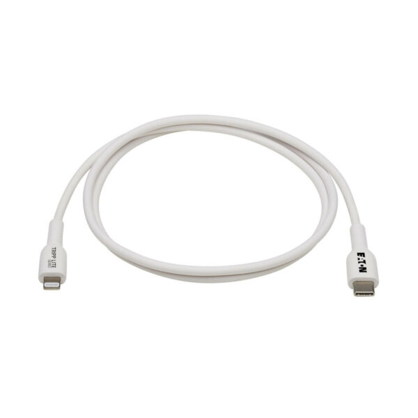 d05d558e45b6d9166197cfcc44e22157 Tripp Lite series Safe-IT USB-C to Lightning Sync/Charge Antibacterial Cable (M/M), MFi Certified, White, 1 m (3.3 ft.)