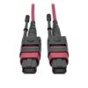 Tripp Lite series 100G MTP/MPO Multimode OM4 Plenum-Rated Fiber Optic Cable (F/F), 12 Fiber, 40/100GBASE-SR4, Push/Pull Tabs, Magenta, 1 m