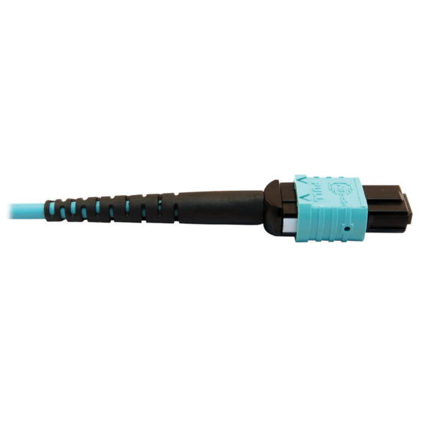 d07e9663a3c98254ea3fa591f3fa5969 Tripp Lite series 400G Multimode 50/125 OM4 Plenum-Rated Fiber Optic Cable, 24F MTP/MPO-PC (F/F), Aqua, 10 m