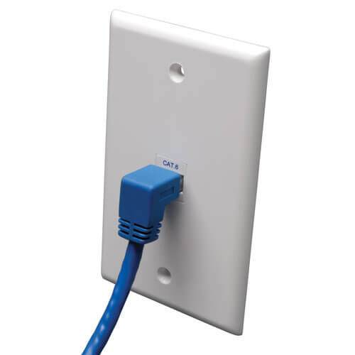 Tripp Lite series Down-Angle Cat6 Gigabit Molded UTP Ethernet Cable (RJ45 Right-Angle Down M to RJ45 M), Blue, 5 ft. (1.52 m)