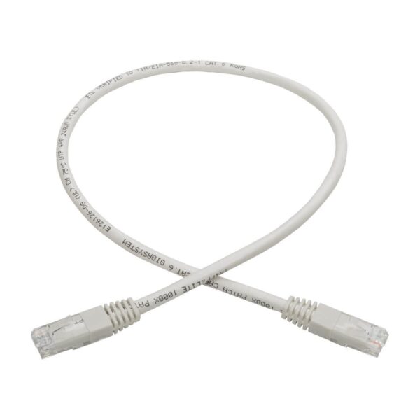 Tripp Lite series Cat6 Gigabit Molded (UTP) Ethernet Cable (RJ45 M/M), PoE, White, 2 ft. (0.61 m)