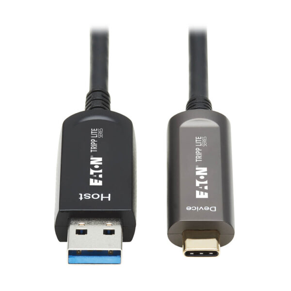 Tripp Lite USB-A to USB-C Plenum Fiber Active Optical Cable (M/M), USB 3.2 Gen 2 10Gbps, Data Only, Black, 10 m (33 ft.) - U428F-10M-D321