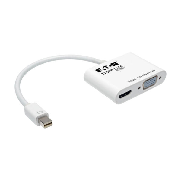 d1ace57c1692c9d6ff158a75ea2252bd Tripp Lite series Keyspan Mini DisplayPort to VGA/HDMI All-in-One Video Converter Adapter, 4K 30Hz HDMI, DP1.2, White, 6-in. (15.24 cm)