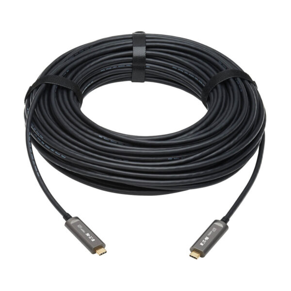 Tripp Lite series USB-C AOC Cable (M/M) - USB 3.2 Gen 2 (10 Gbps) Plenum-Rated Fiber Active Optical Cable - Data Only, Black, 30 m (98 ft.)