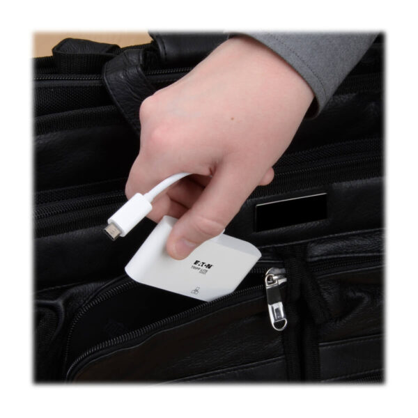 d22acd04fd0a9d7129be25ad1798d171 Tripp Lite series USB-C Multiport Adapter, VGA, USB 3.x (5Gbps) Hub Port, Gigabit Ethernet and 60W PD Charging, White