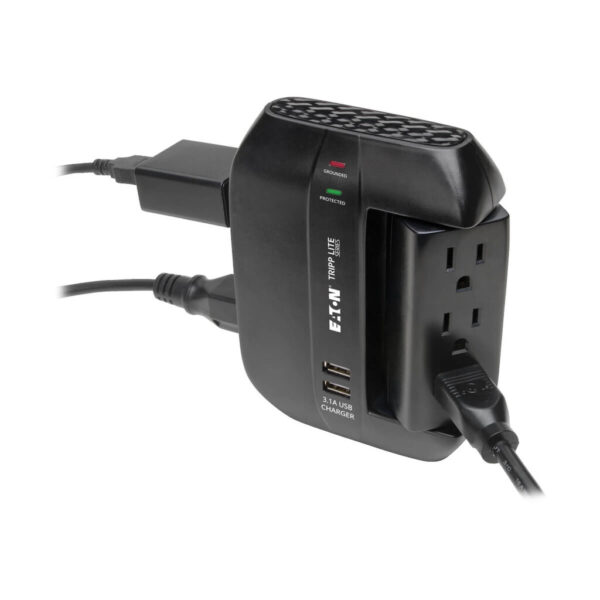 d2ee9c8551e0356532c155ea324d7425 Tripp Lite series Protect It! 6-Outlet Surge Protector with 3 Rotatable Outlets – Direct Plug-In, 1200 Joules, 2 USB Ports