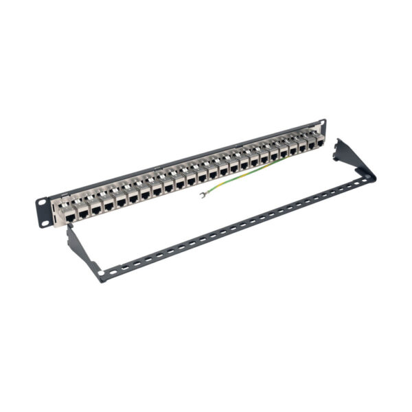 Tripp Lite series 24-Port 1U Rack-Mount STP Shielded Cat6a Feedthrough Patch Panel, RJ45 Ethernet, TAA