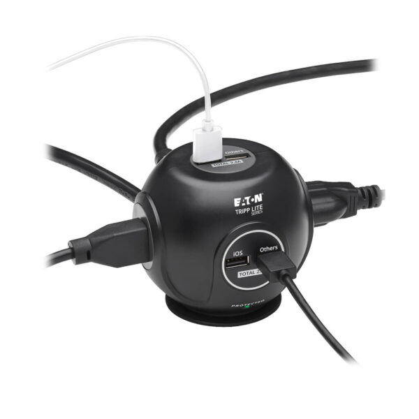 d32d67c31313a175ff790e4505ea73c3 Tripp Lite series Safe-IT 3-Outlet Spherical Surge Protector, 5-15R Outlets, 4 USB Charging Ports, 8 ft. (2.4 m) Cord, Antimicrobial Protection