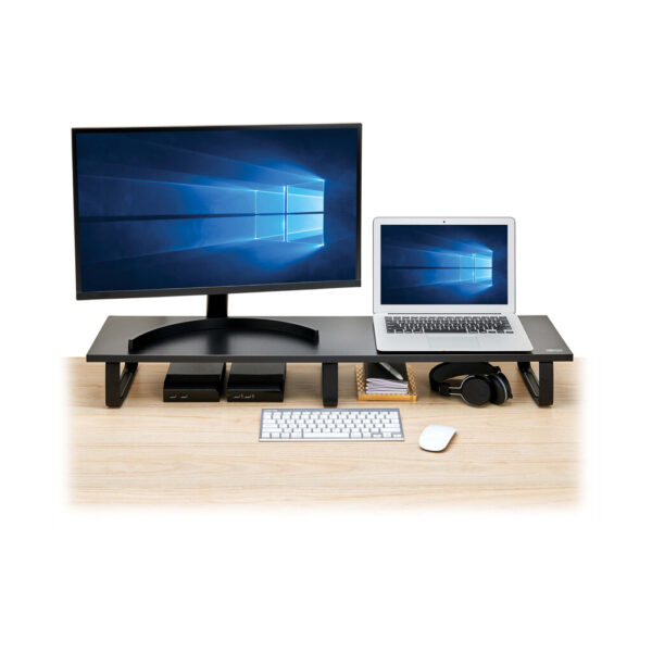 Tripp Lite series Extra-Wide Dual-Monitor Riser for Desk, 39 x 10 in. - Wood, Black