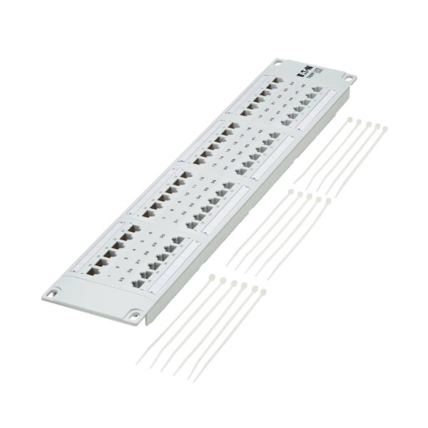 Tripp Lite series 48-Port Cat6 Patch Panel - 4PPoE Compliant, 110/Krone, 568A/B, RJ45 Ethernet, 2U Rack-Mount, White, TAA