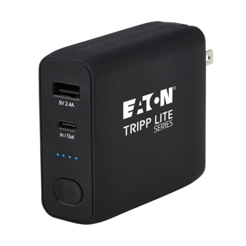 Tripp Lite series Portable 5000mAh 2-Port Mobile Power Bank and USB Battery Wall Charger Combo - Direct Plug, Black