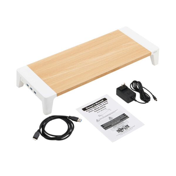 d41158deab38a10c65826c7cde025c77 Tripp Lite series Monitor Riser for Desk - Wood Top, USB-A Charge and Data Ports