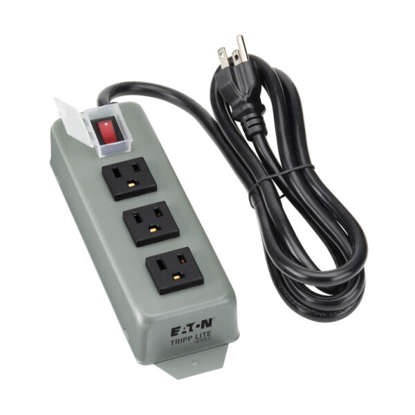 Tripp Lite series Industrial Power Strip, 3-Outlet, 6 ft. (1.8 m) Cord, NEMA 5-15P Plug, Switch Guard