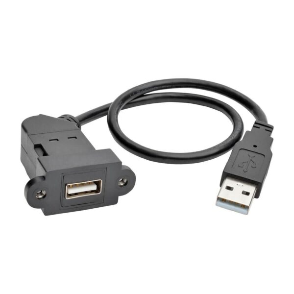 d4ff8ed65f017e6f430426b0ff322a3b Tripp Lite series USB 2.0 All-in-One Keystone/Panel Mount Extension Cable (M/F), Angled Connector, 1 ft. (0.31 m)