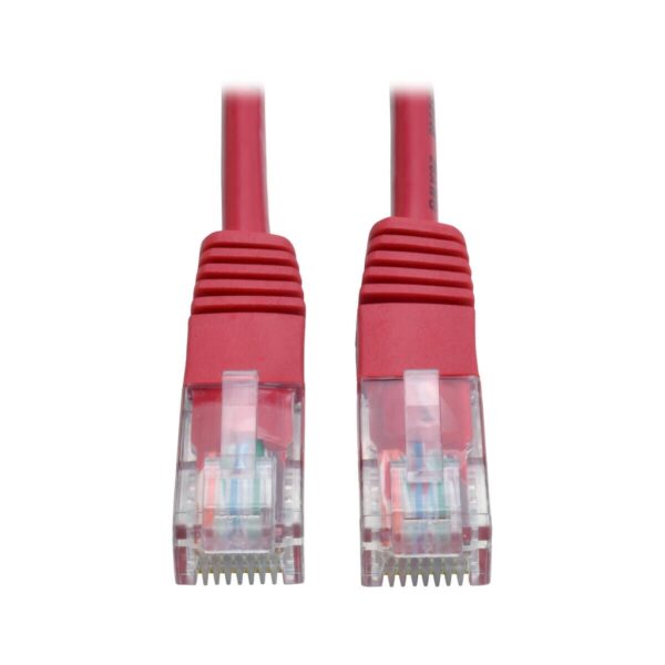 d51b07f84c3c77f287dbb47fff07a06b-1 Tripp Lite series Cat5e 350 MHz Molded (UTP) Ethernet Cable (RJ45 M/M), PoE - Red, 10 ft. (3.05 m)