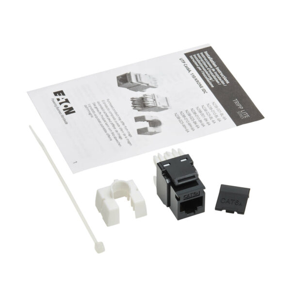 d5635ae2e9ea1474288bf05a4b6ddba4-2 Tripp Lite series Cat6a Keystone Jack - 4PPoE Compliant, 110/Krone, 568A/B, RJ45 Ethernet, Black, TAA