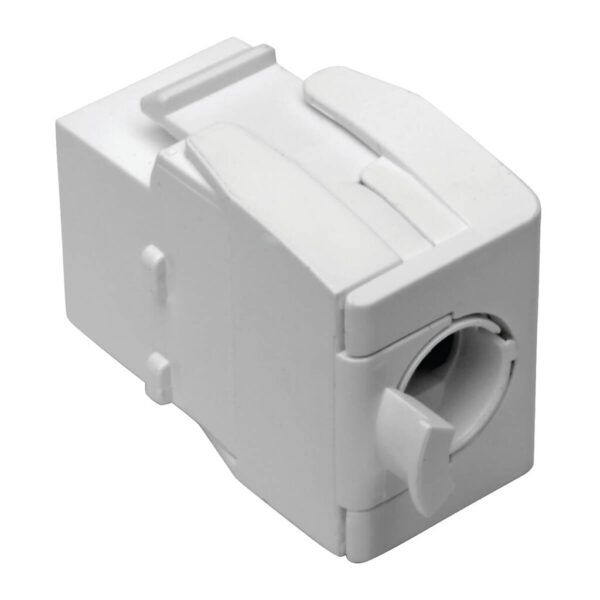 Tripp Lite series Keystone Jack Cat6/Cat5e, RJ45, Shuttered, Dust Cap - Toolless, PoE/PoE+ Compliant, White, TAA - N238-001-GY-TF