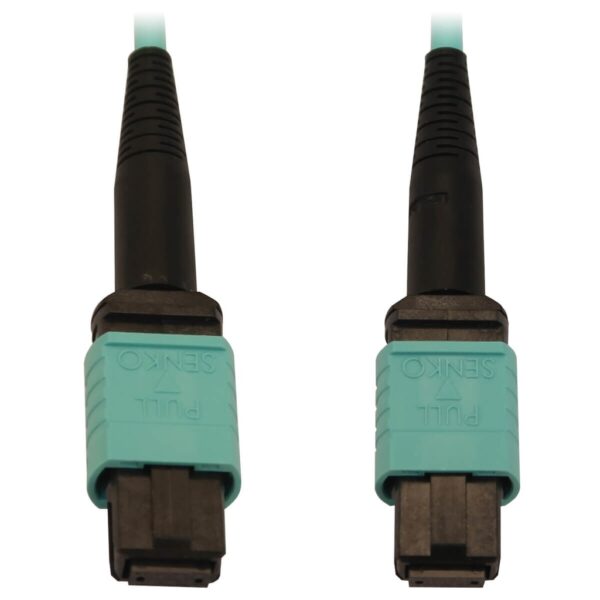 Tripp Lite series 40/100/400G Multimode 50/125 OM3 Fiber Optic Cable (12F MTP/MPO-PC F/F), LSZH, Aqua, 3 m (9.8 ft.)