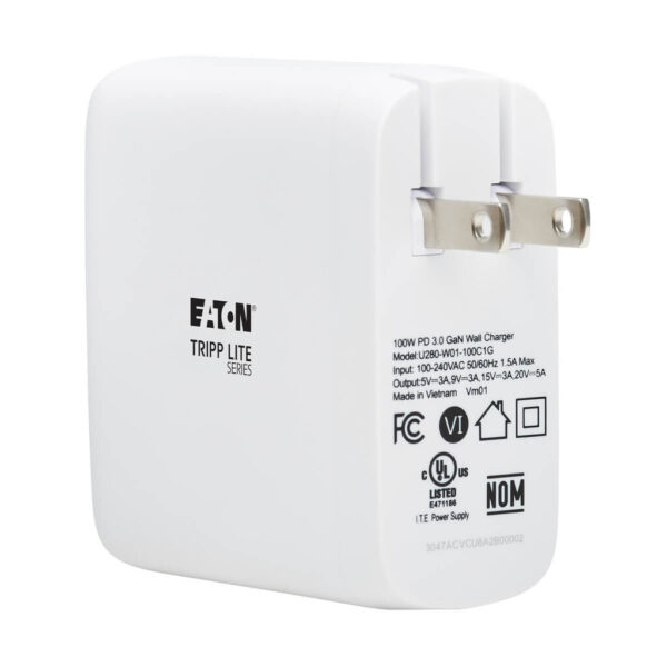 Tripp Lite series Compact 1-Port USB-C Wall Charger - GaN Technology, 100W PD3.0 Charging, White