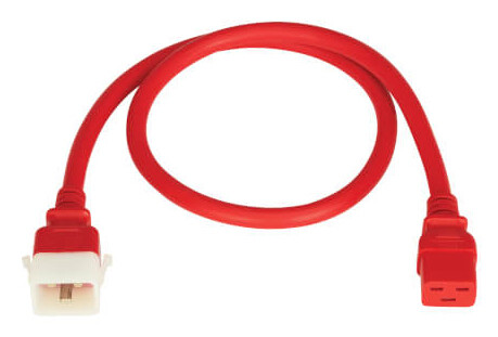 Tripp Lite series PDU Power Cords, C19 to P-Lock C20 - Heavy-Duty, 20A, 250V, 12 AWG, 3 ft. (0.9 m), Red, 6 Pack
