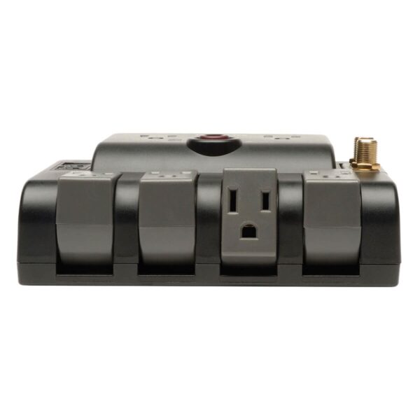 Tripp Lite series Protect It! 6-Outlet Surge Protector - 4 Rotating Outlets, 5-15P Input, 1440 Joules, Tel/Modem/Coax Protection, Black