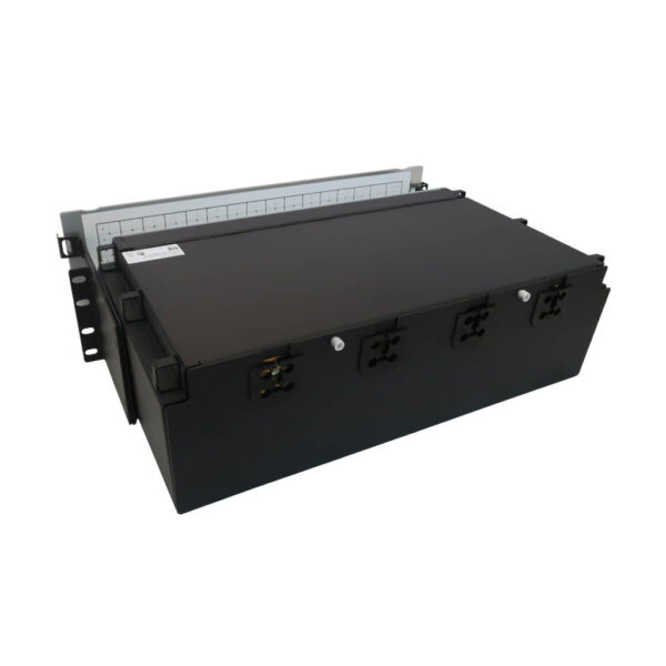 Tripp Lite series Preloaded Fiber Patch Panel, 3U - 64x (12F MTP/MPO-APC to 4x LC Duplex F/F) 8F Trunk Cables, OS2 Singlemode, 3 m (9.8 ft.)