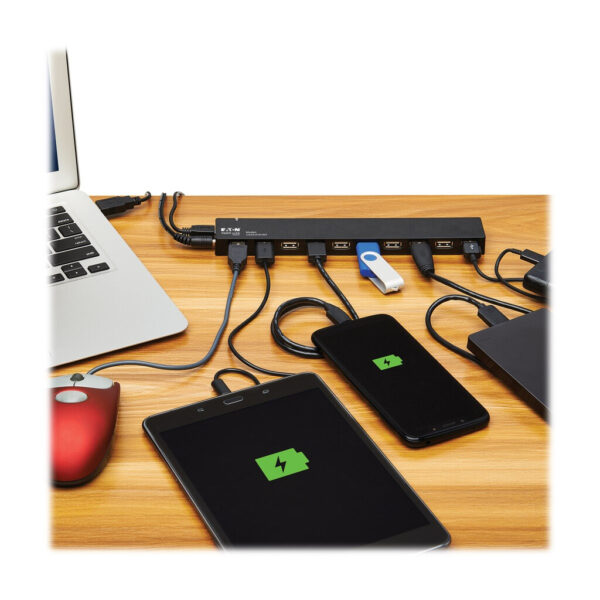 Tripp Lite series 10-Port USB 2.0 Hub with Power Supply and International Plug Adapters
