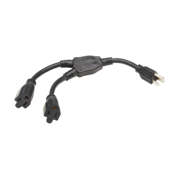 d73f5292810253f8153f680e8d01dd4e Tripp Lite series Extension Cord Y Splitter, NEMA 5-15P to 2x NEMA 5-15R - Heavy Duty, 15A, 120V, 14 AWG, 1 ft. (0.3 m), Black