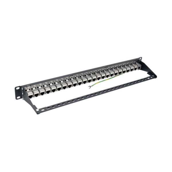 Tripp Lite series 24-Port 1U Rack-Mount STP Shielded Cat6a Feedthrough Patch Panel, RJ45 Ethernet, TAA