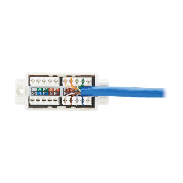 d815d885b779b3cb8d7436bfed1f8fe9 Tripp Lite series Cat6a Keystone Jack Cable Assembly - Shielded, PoE+, RJ45 M/F, 18-in. (45.72 cm), Blue, TAA