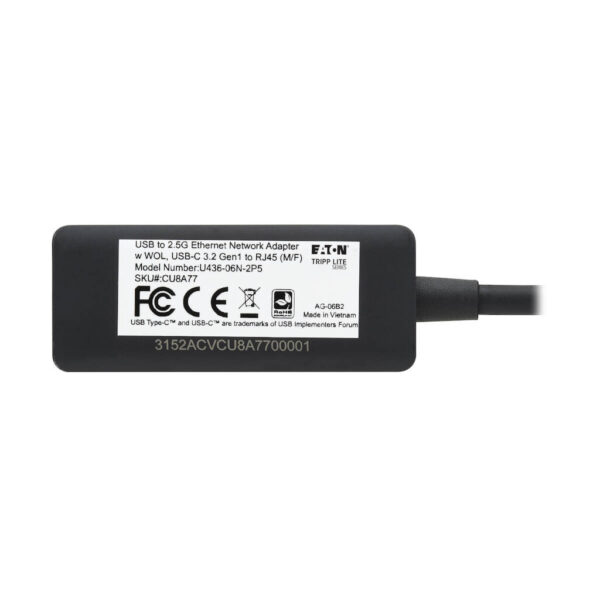 d852eba0b5c146aa929ab5d2109bc6d1 Tripp Lite series USB-C to RJ45 Gigabit Ethernet Network Adapter (M/F) - USB 3.2 Gen 1, 2.5 Gbps Ethernet