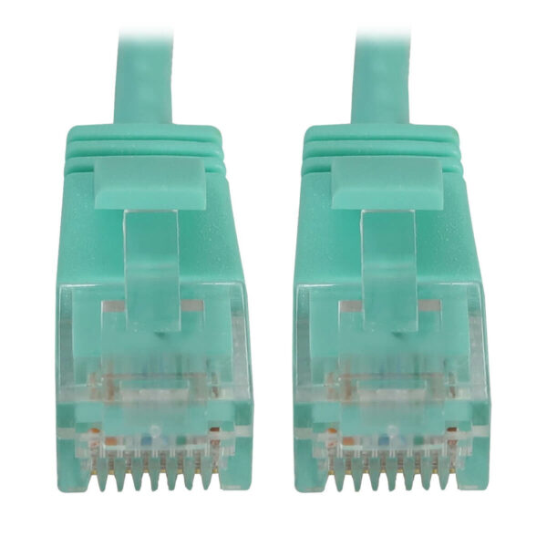 Tripp Lite series Cat6a 10G Snagless Molded Slim UTP Ethernet Cable (RJ45 M/M), PoE, Aqua, 1 ft. (0.3 m)