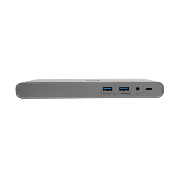 Tripp Lite USB-C Triple-Display Dock, 4K HDMI/DisplayPort, VGA, USB 3.x 5Gbps Hub, GbE, 100W PD Charging, Thunderbolt 3, Silver - U442-DOCK4-S