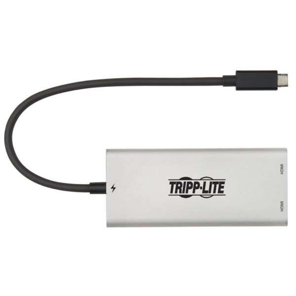 d8db9e1867745c87ba03b939cb87df0f Tripp Lite series Dual-Monitor Thunderbolt 3 to HDMI Adapter (M/2xF) - 4K 60 Hz, 4:4:4, Silver