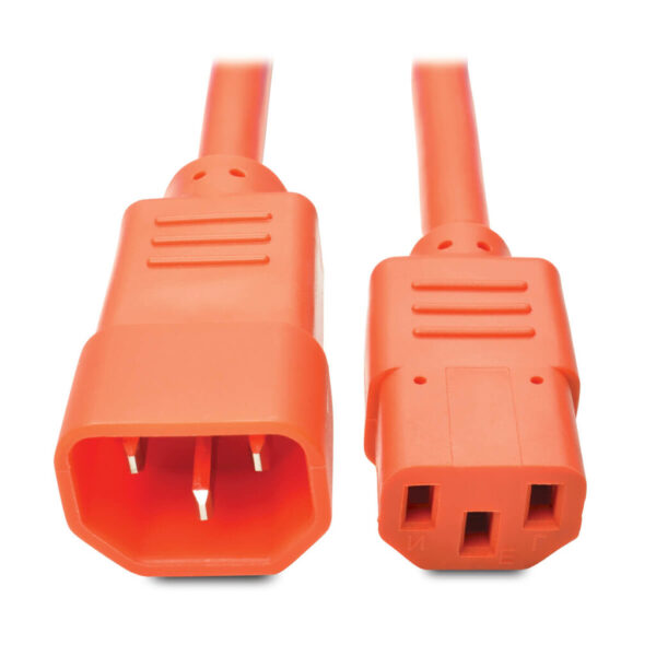 Tripp Lite series Heavy-Duty PDU Power Cord, C13 to C14 - 15A, 250V, 14 AWG, 2 ft. (0.61 m), Orange