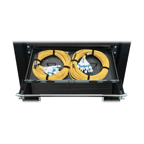 Tripp Lite series Preloaded Fiber Panel, 1U - 2x (24F MTP/MPO-APC to 12x LC Duplex F/M) 24F Trunk Cables, OS2 Singlemode, 20 m (65.6 ft.)