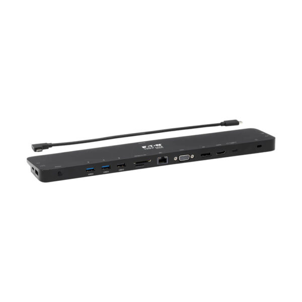 d989c743b3e8eab303f3044ffd8511e1 Tripp Lite series USB-C Dock, Triple Display - 4K HDMI & DP, VGA, USB 3.x (5Gbps) and USB 2.0 Hub Ports, GbE, 100W PD Charging