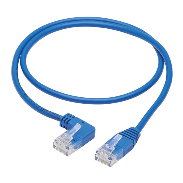 da3c3c716ffd4add7c87479d1df4da9a Tripp Lite series Left-Angle Cat6 Gigabit Molded Slim UTP Ethernet Cable (RJ45 Left-Angle M to RJ45 M), Blue, 2 ft. (0.61 m)