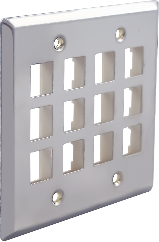Stainless Steel, Double Gang, 12-Port, W/O Window Label Faceplate