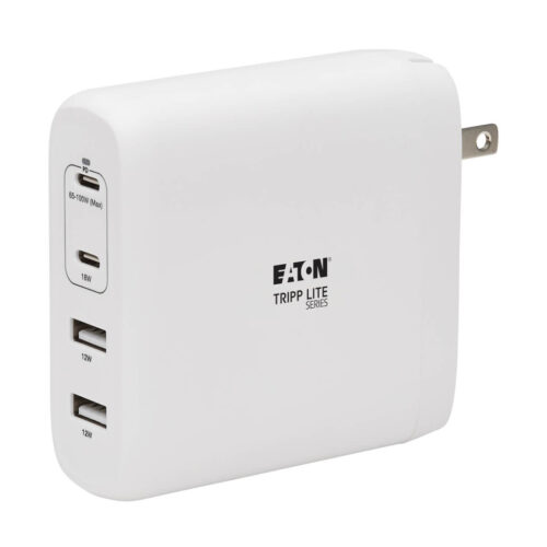 Tripp Lite series 4-Port Compact USB Wall Charger - GaN Technology, 100W PD Charging, 2 USB-C & 2 USB-A, White