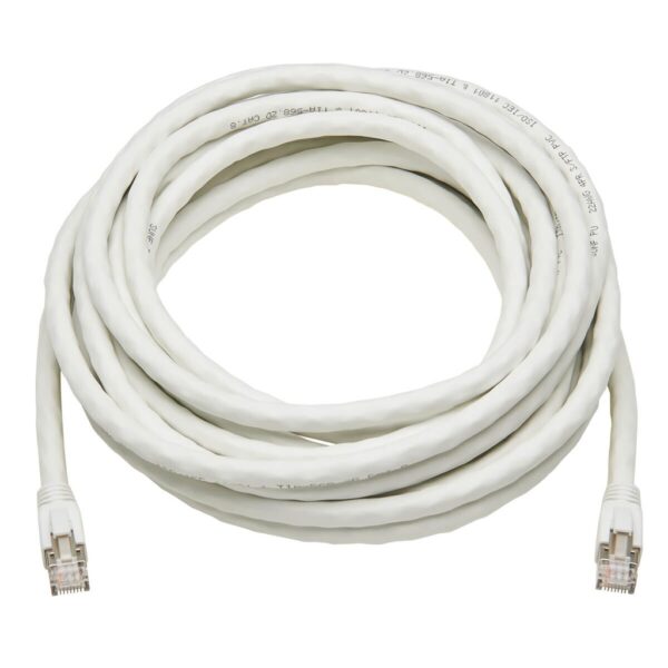 da72a184fd6cd1ef1306f24634bcac87 Tripp Lite series Cat8 25G/40G Certified Snagless Shielded S/FTP Ethernet Cable (RJ45 M/M), PoE, White, 25 ft. (7.62 m), TAA