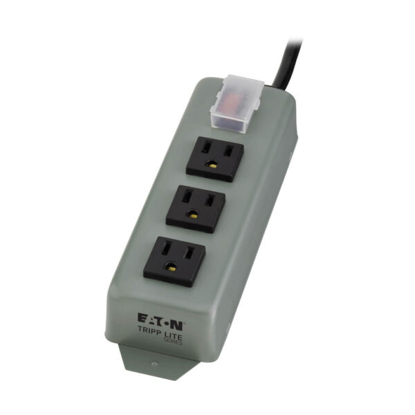 Tripp Lite series Industrial Power Strip, 3-Outlet, 9 ft. (2.7 m) Cord, NEMA 5-15P Plug, Switch Guard